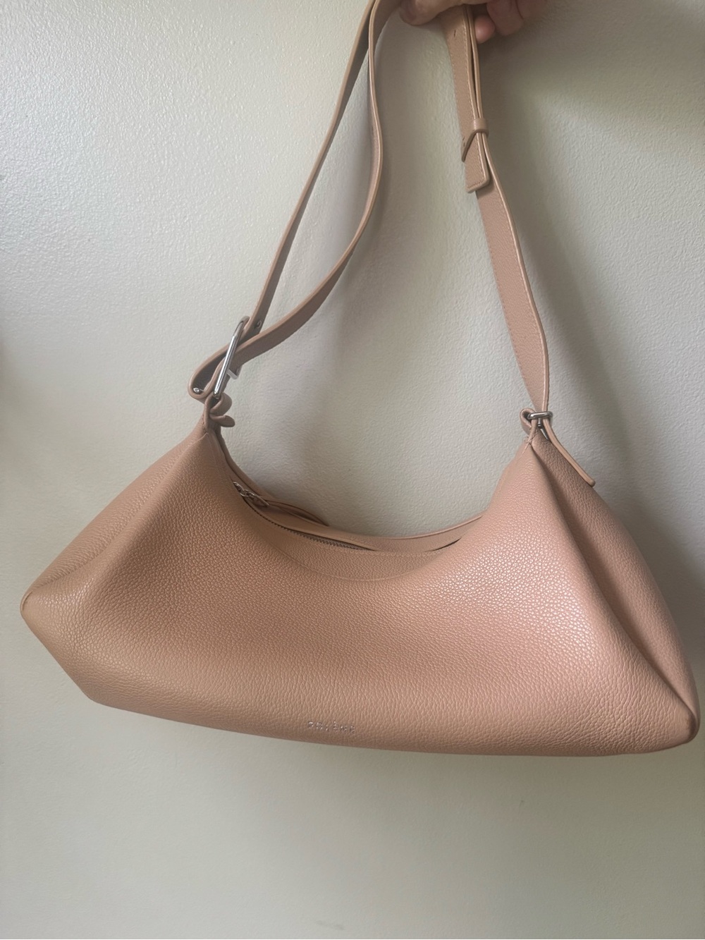 Polène Umi Bone Leather Hobo Shoulder Bag neutral tan color